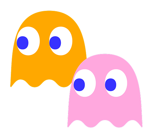 Two colorful Pac-Man style ghosts