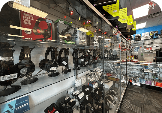 inside one of our stores, games, headphones, and music.. so much fun!